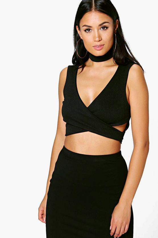 Shannon Choker Wrap Front Crop Top